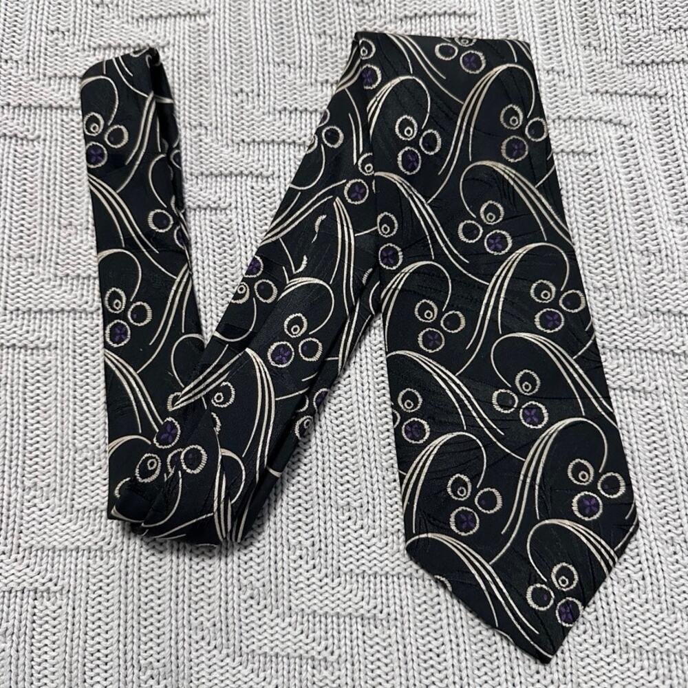 Vintage Polo Ralph Lauren black abstract paisley silk tie